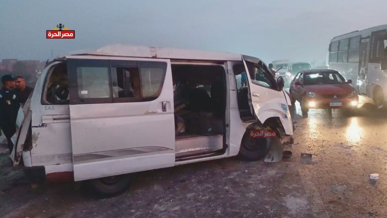 حادث تصادم ميكروباص بطريق كفر الدير بالقليوبية